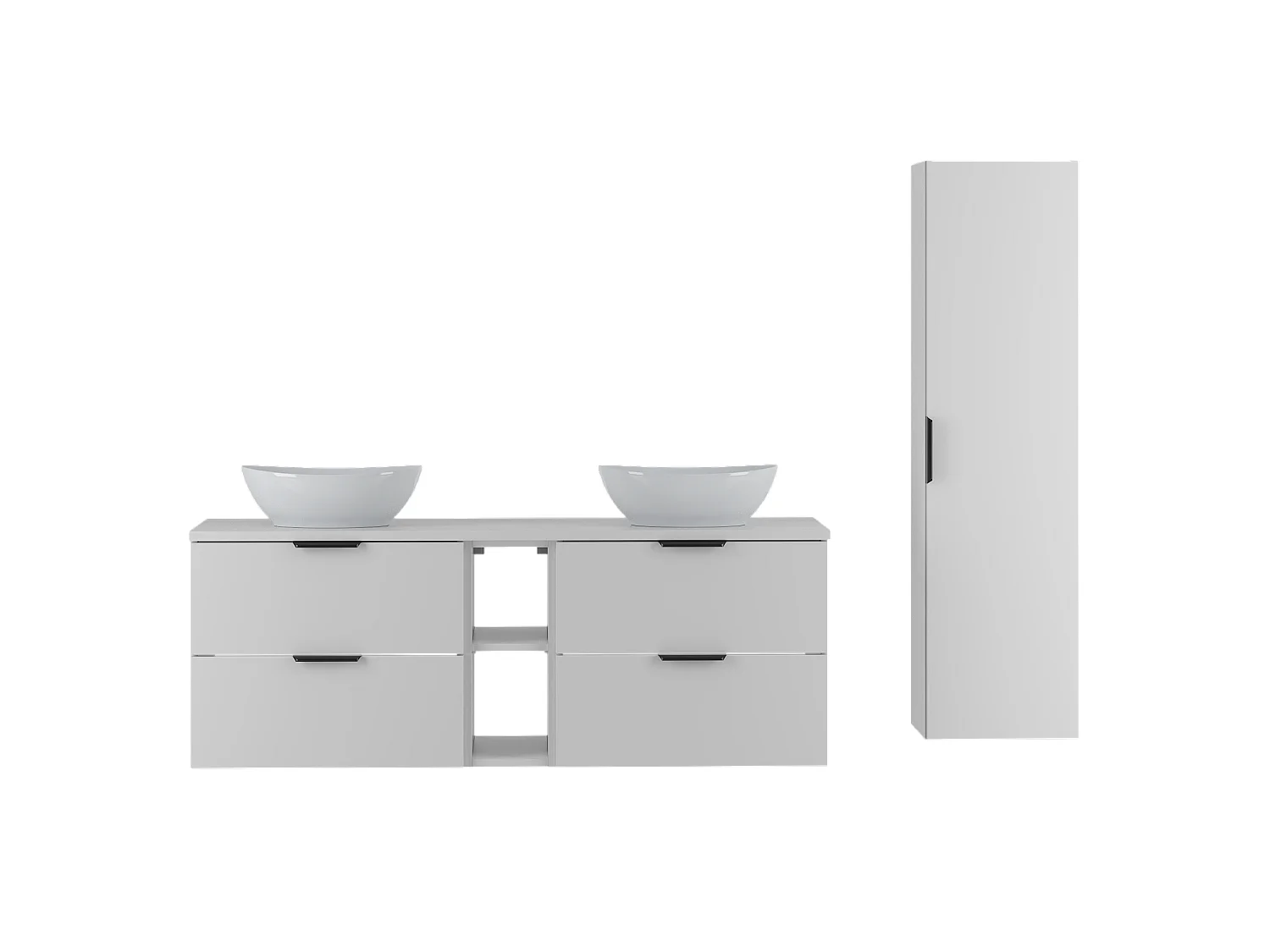 Wit badkamerset 140 cm Kast Rek Wastafelblad Kolom Pile