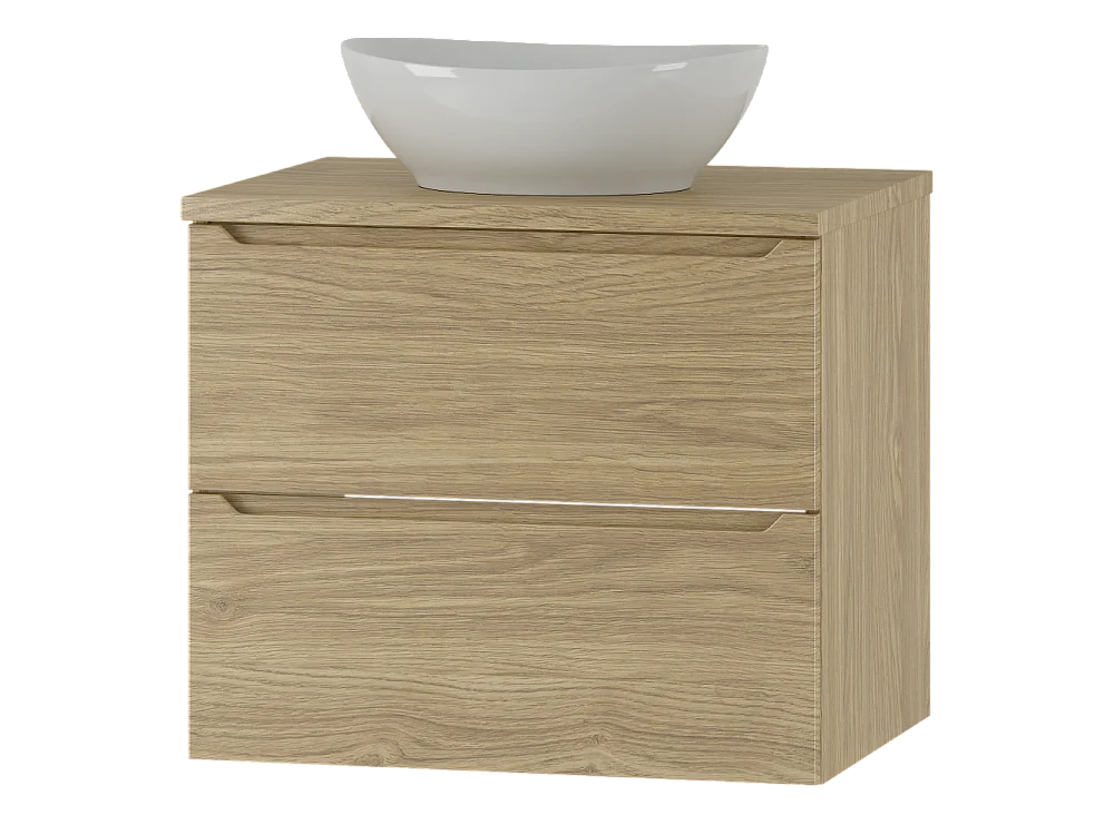 Badezimmer-Set 60 cm Schrank mit Arbeitsplatte und Waschbecken Eiche geölt Etna