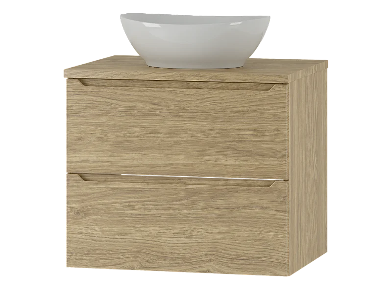 Badezimmer-Set 60 cm Schrank mit Arbeitsplatte und Waschbecken Eiche geölt Etna