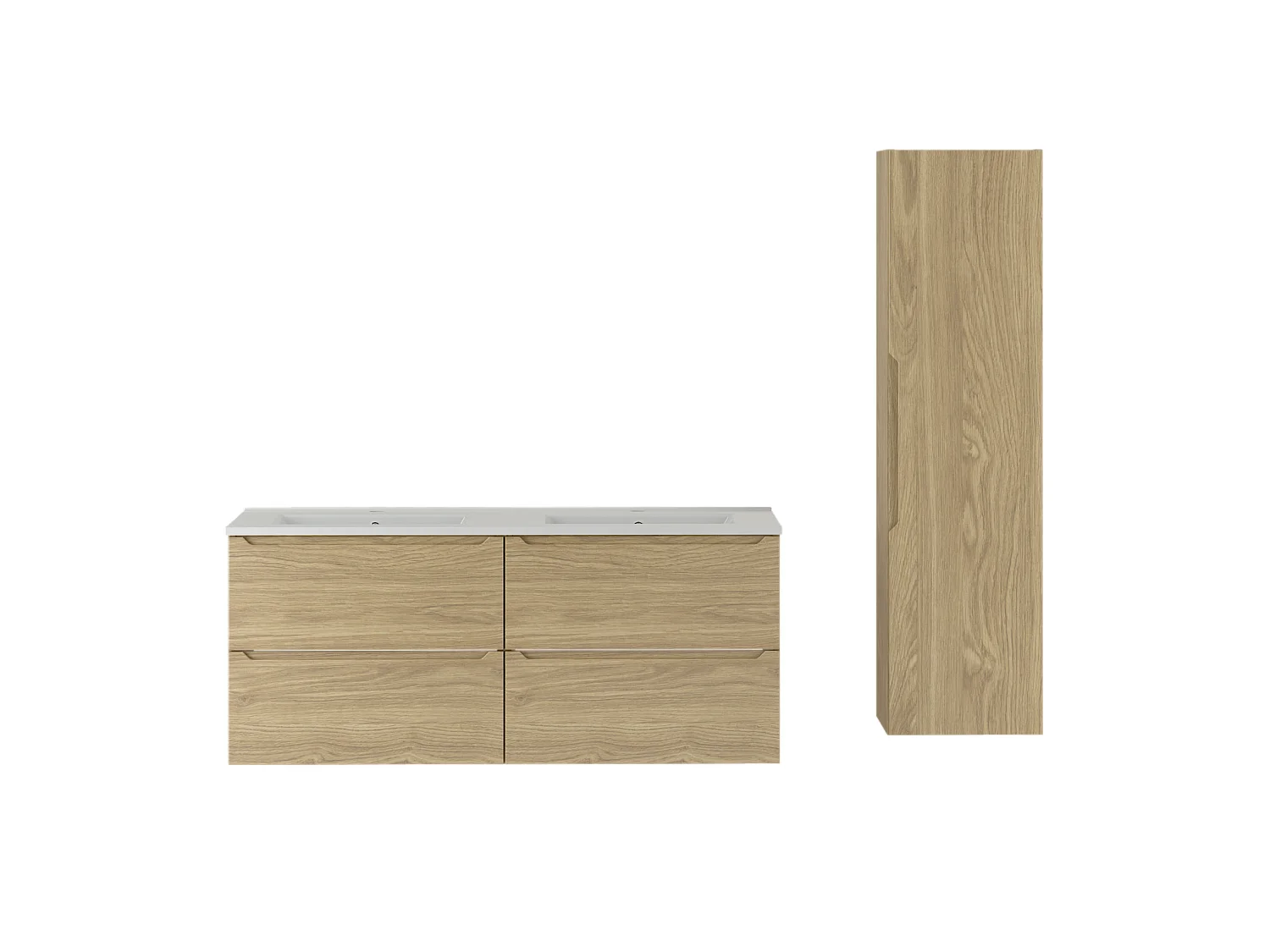 Ensemble pour salle de bain 120 cm Meuble avec lavabo Colonne Colonne Chêne huilé Etna