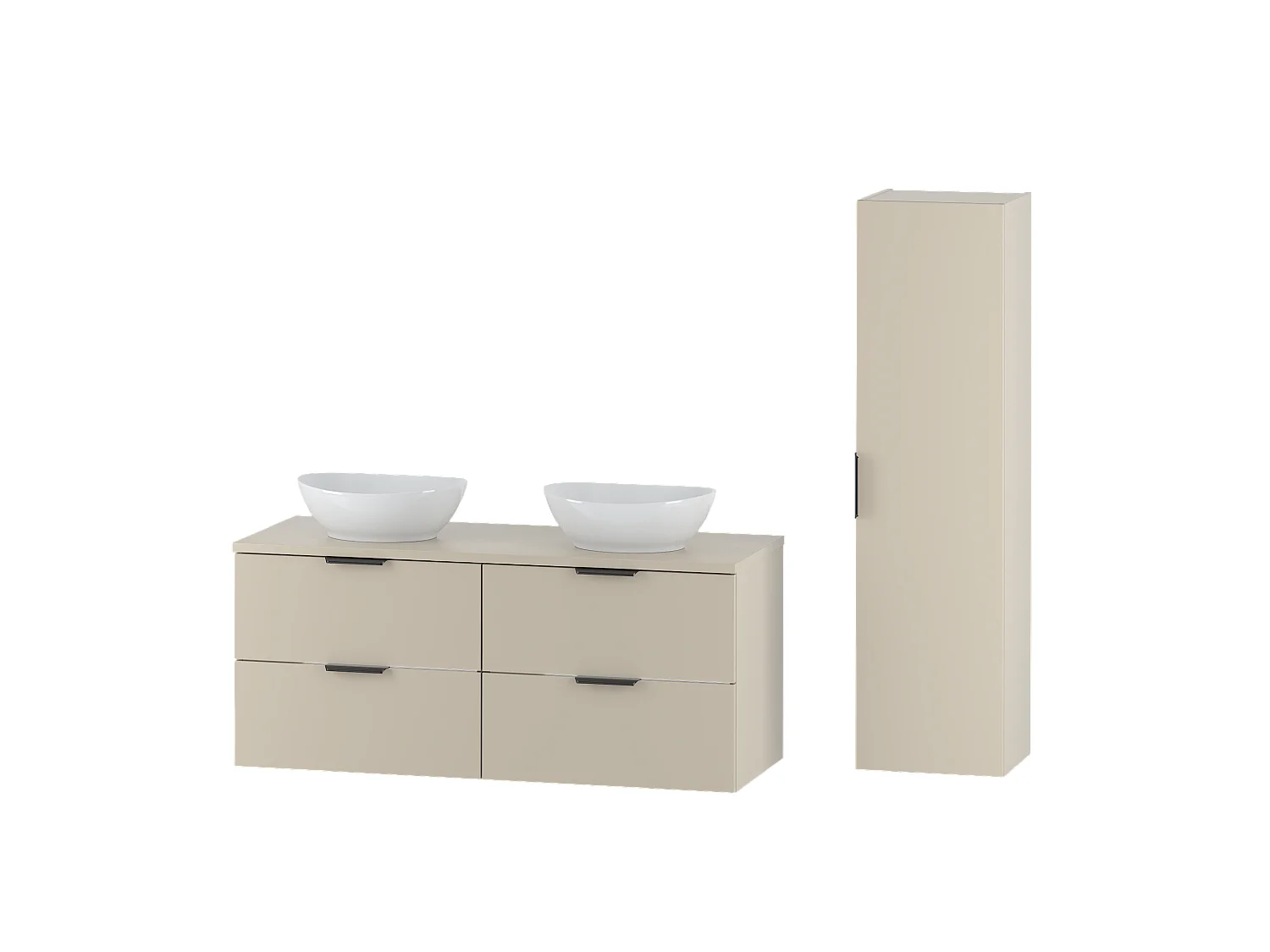 Ensemble de salle de bain en cachemire 120 cm Armoire Plan de travail Lavabo Colonne Colonne Pile