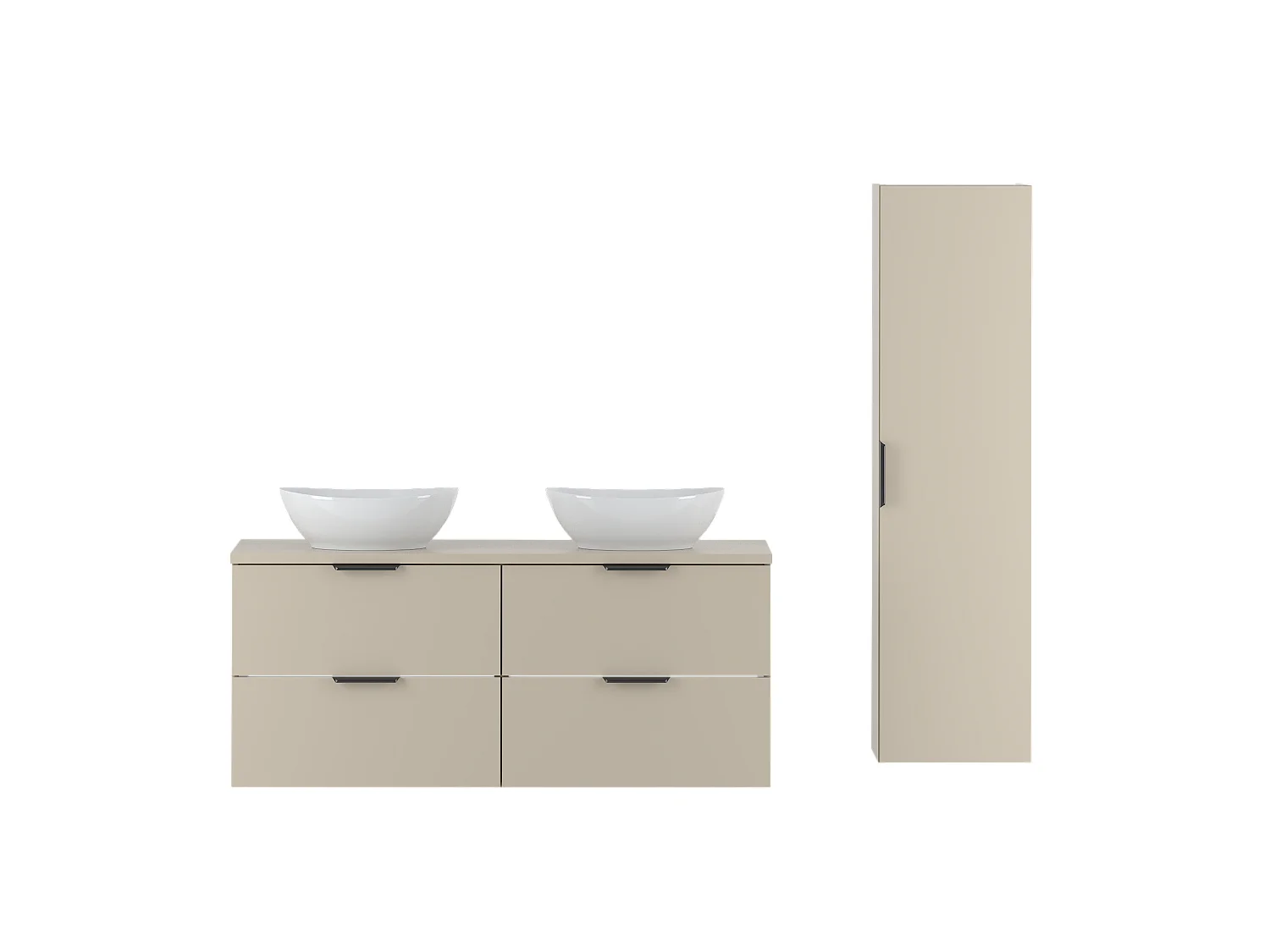 Ensemble de salle de bain en cachemire 120 cm Armoire Plan de travail Lavabo Colonne Colonne Pile