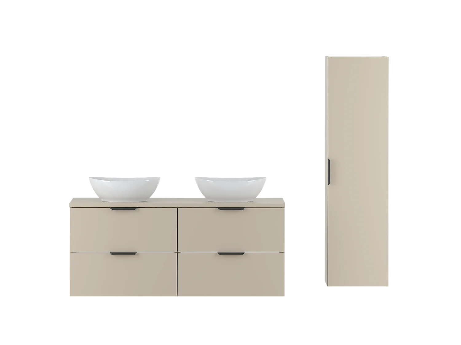 Ensemble de salle de bain en cachemire 120 cm Armoire Plan de travail Lavabo Colonne Colonne Pile