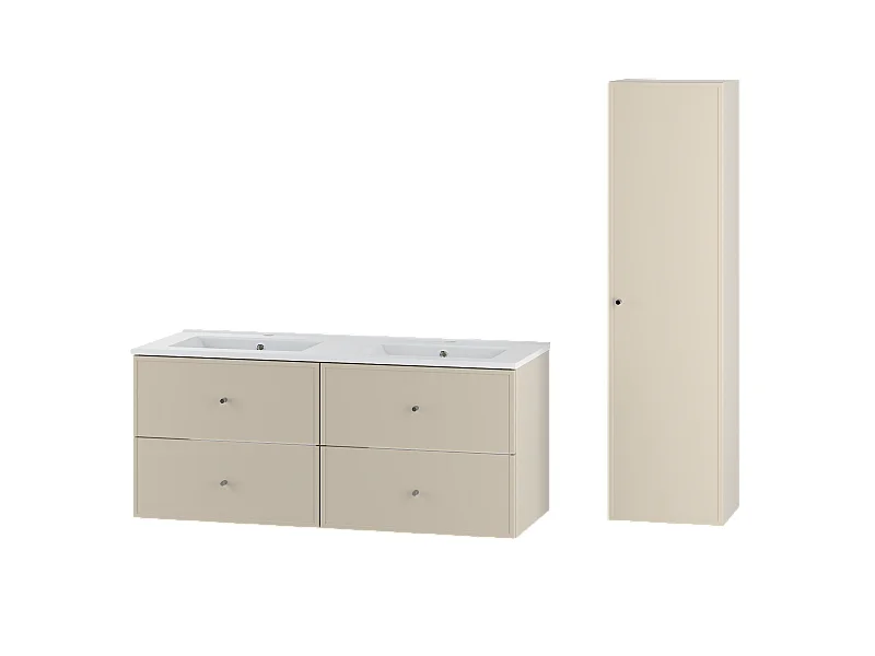 Kasjmier badkamerset 120 cm Kast met wastafel Kolom Marco-kolom