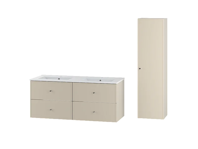 Ensemble de salle de bain en cachemire 120 cm Meuble avec lavabo Colonne Colonne Marco