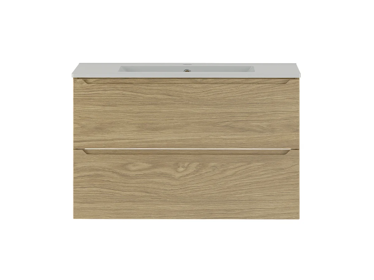 Ensemble pour salle de bain 80 cm Meuble avec lavabo Chêne huilé Etna