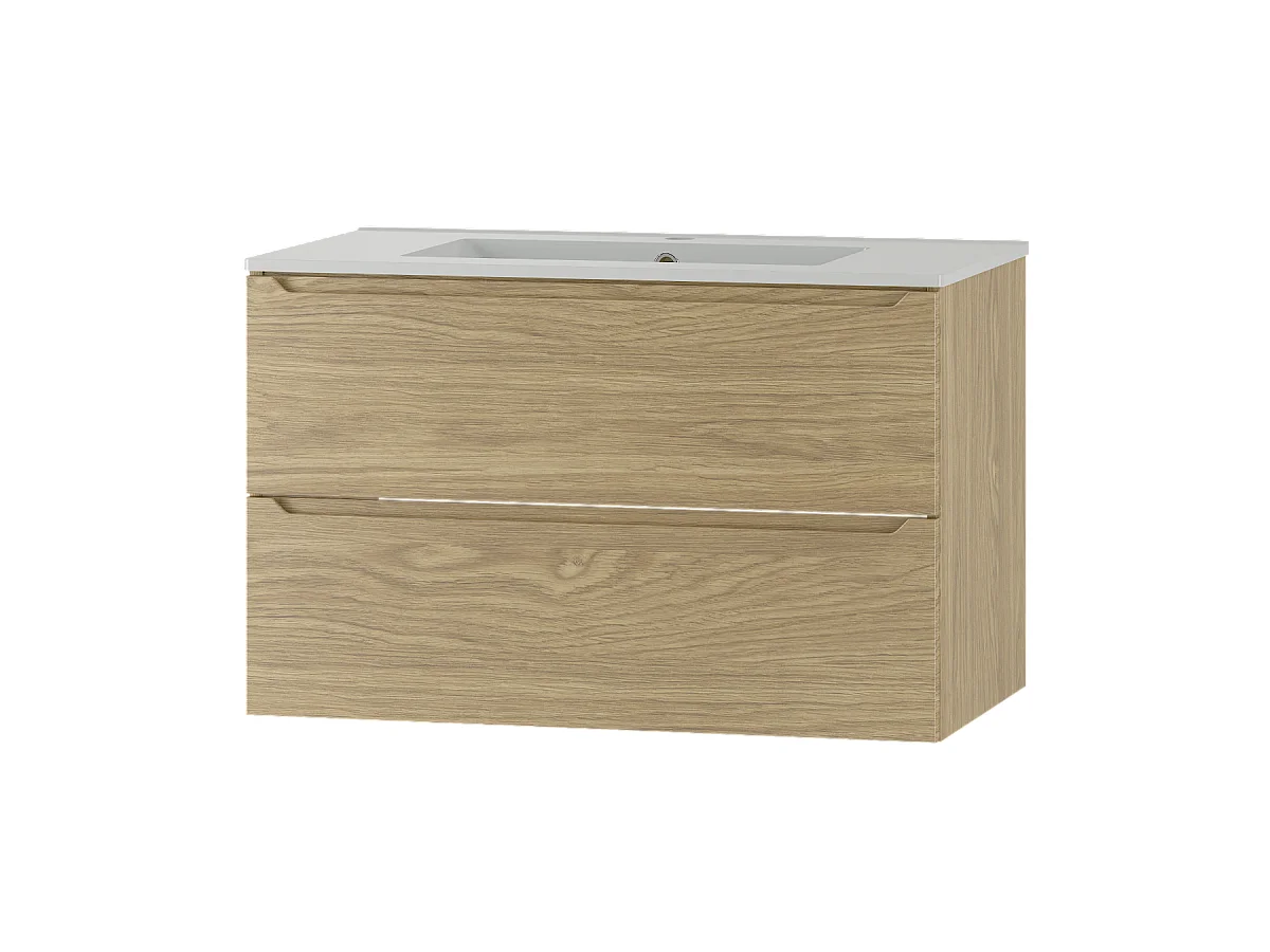 Badezimmer-Set 80 cm Schrank mit Waschbecken Eiche geölt Etna