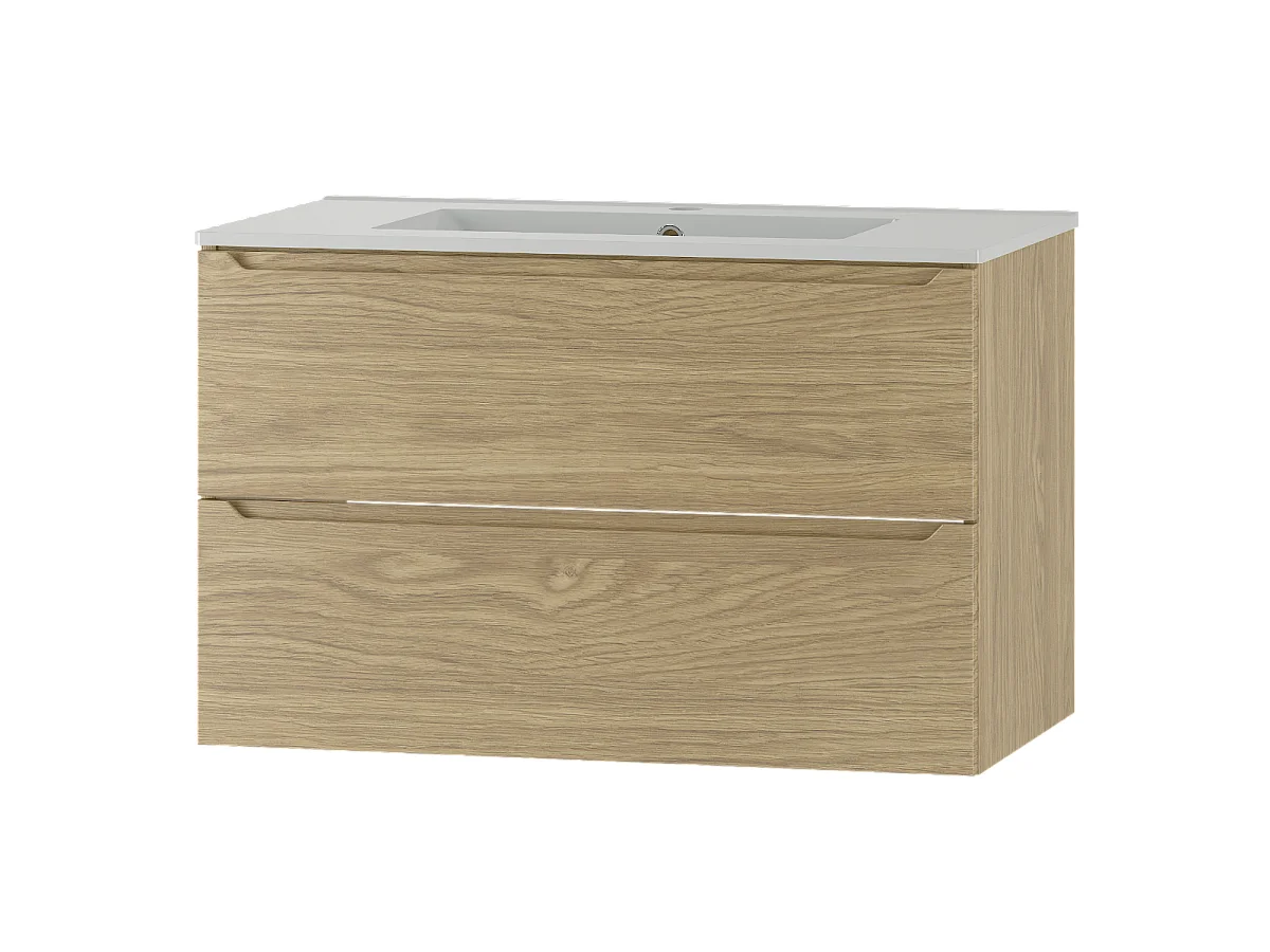 Ensemble pour salle de bain 80 cm Meuble avec lavabo Chêne huilé Etna