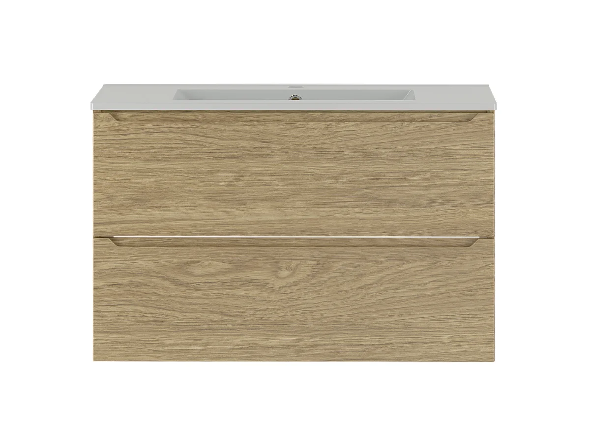 Ensemble pour salle de bain 80 cm Meuble avec lavabo Chêne huilé Etna