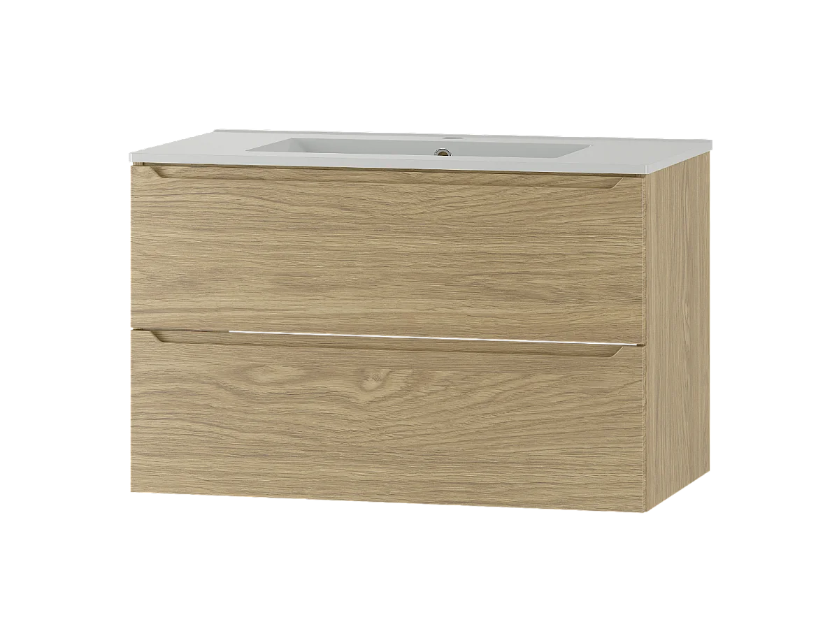 Ensemble pour salle de bain 80 cm Meuble avec lavabo Chêne huilé Etna