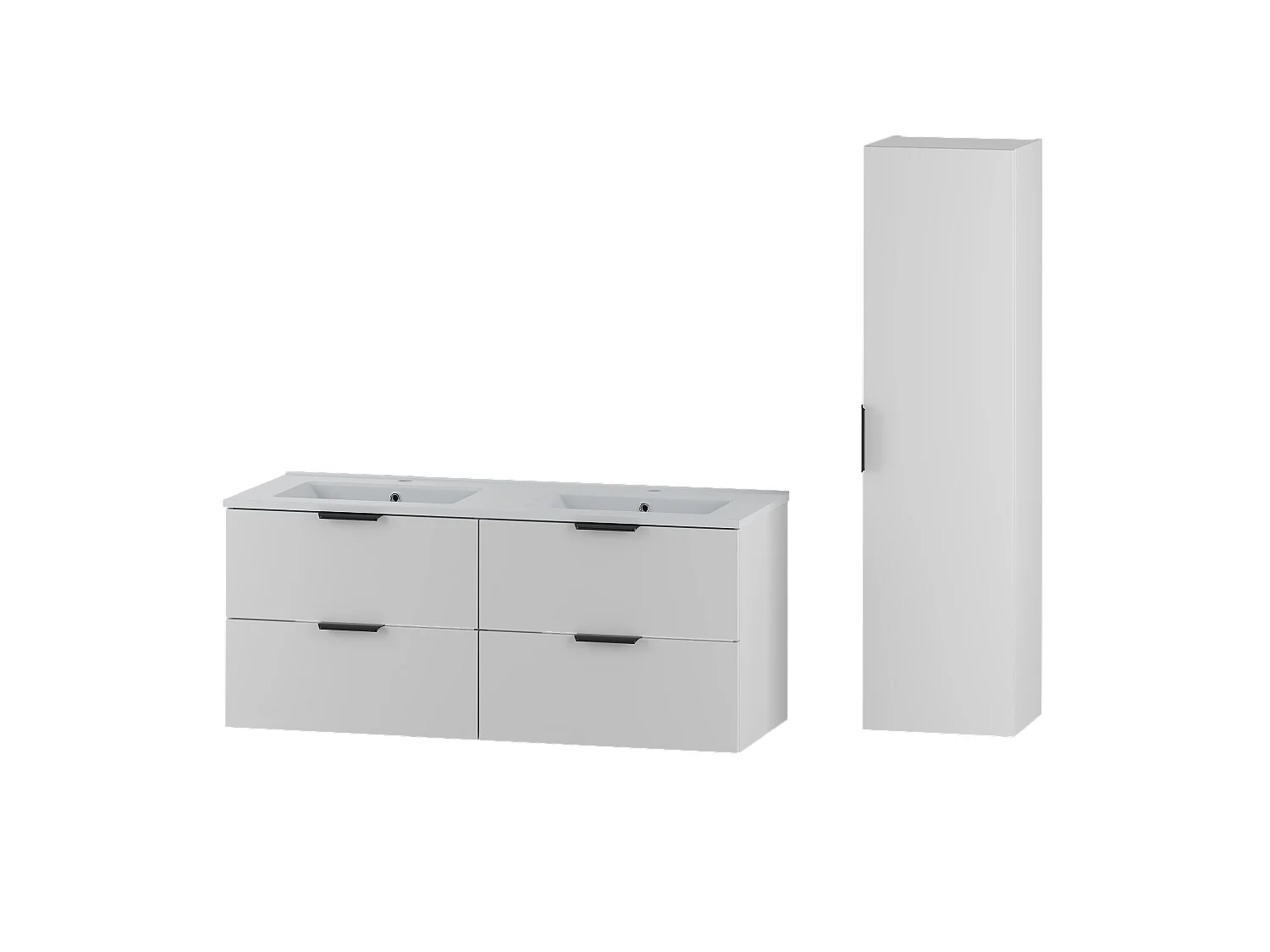Ensemble de salle de bain blanc 120 cm Meuble avec lavabo Colonne Pile