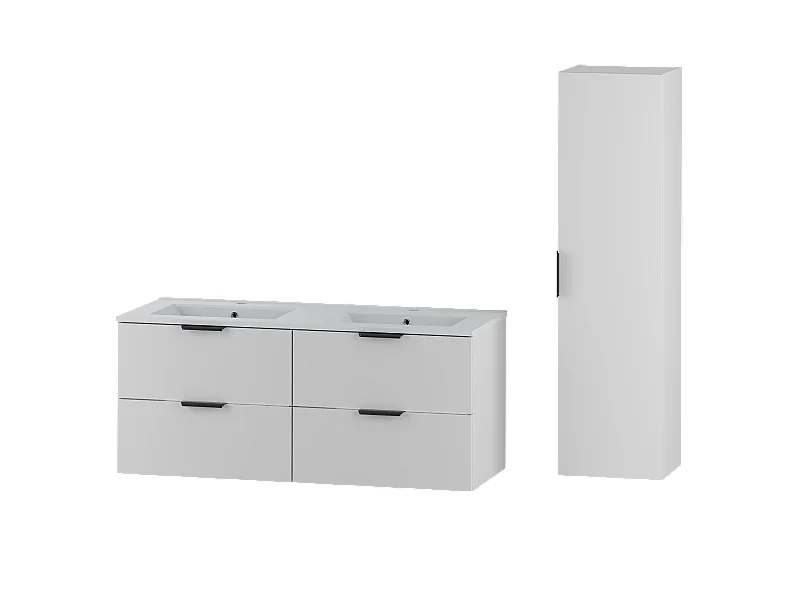 Ensemble de salle de bain blanc 120 cm Meuble avec lavabo Colonne Pile