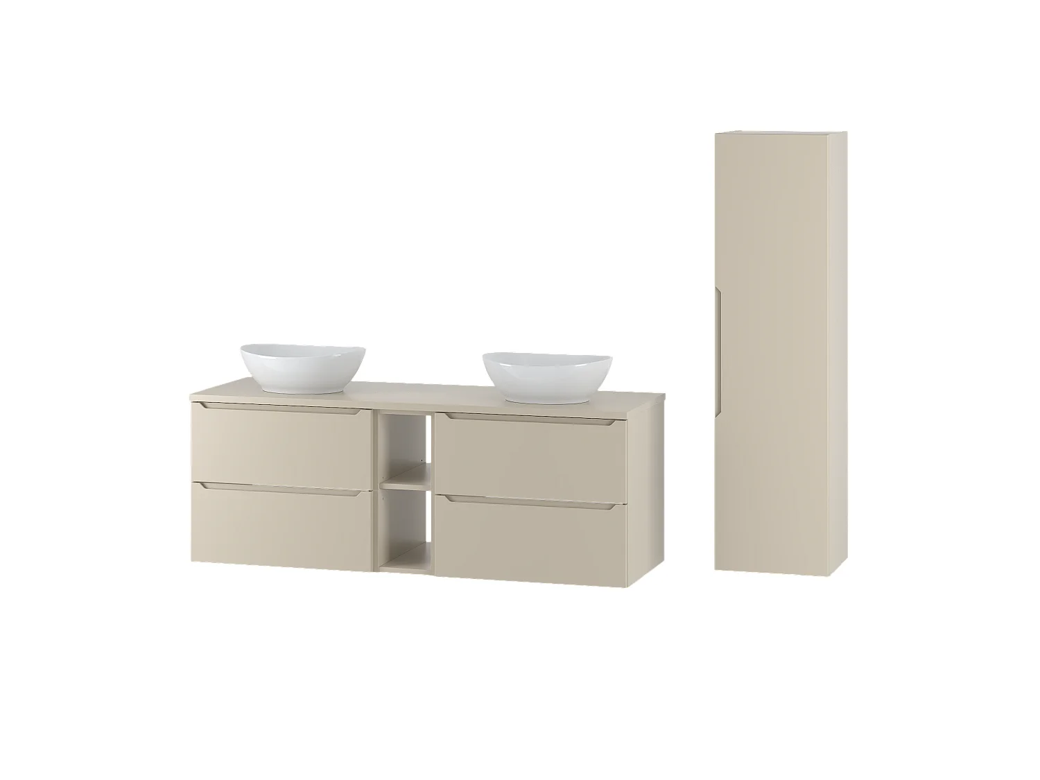 Ensemble de salle de bain en cachemire 140 cm Armoire Étagère Plan de travail Lavabo Colonne Colonne Etna