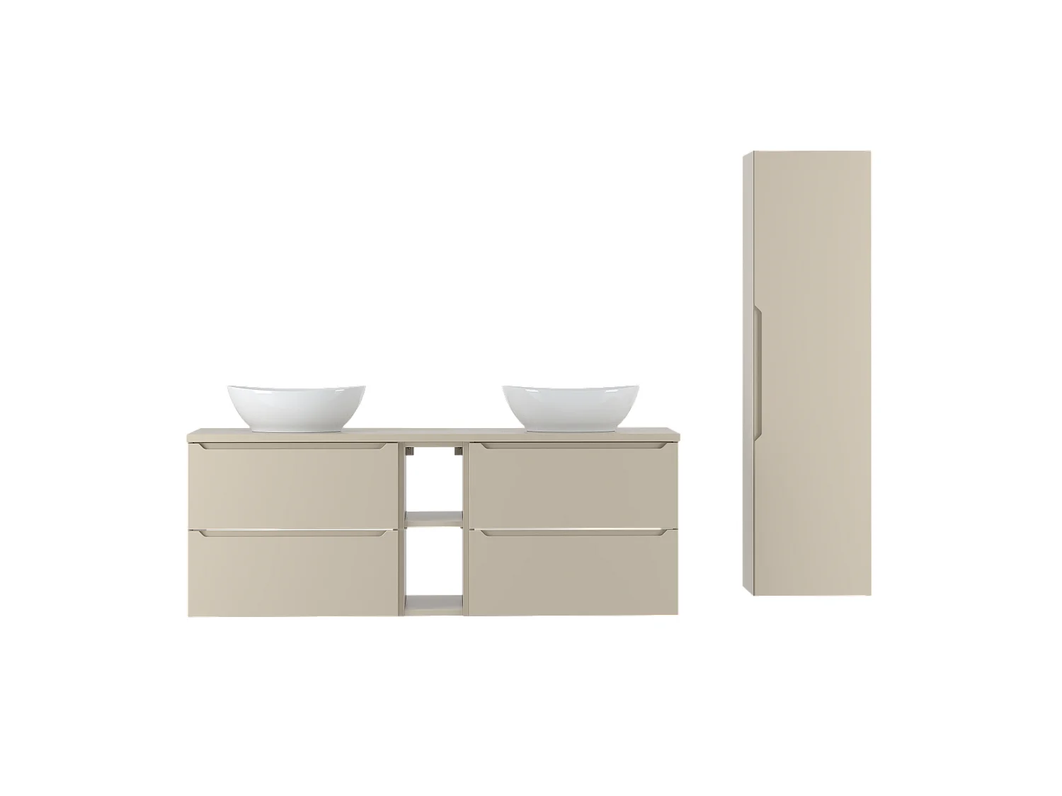 Ensemble de salle de bain en cachemire 140 cm Armoire Étagère Plan de travail Lavabo Colonne Colonne Etna