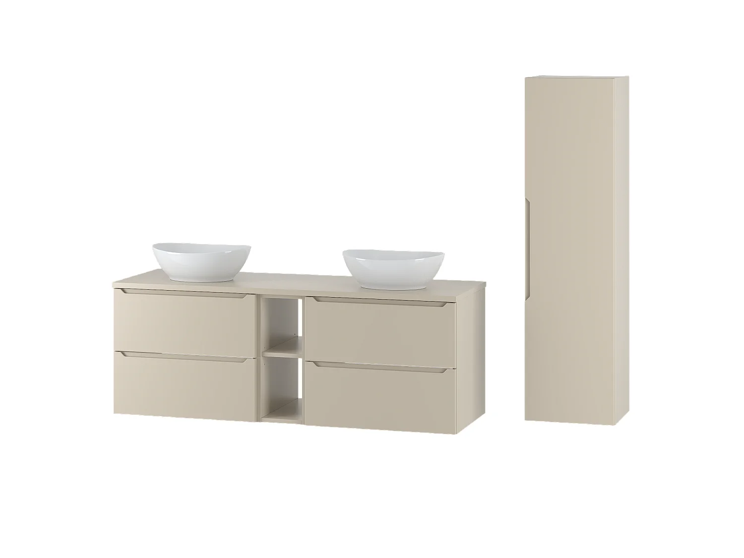 Ensemble de salle de bain en cachemire 140 cm Armoire Étagère Plan de travail Lavabo Colonne Colonne Etna