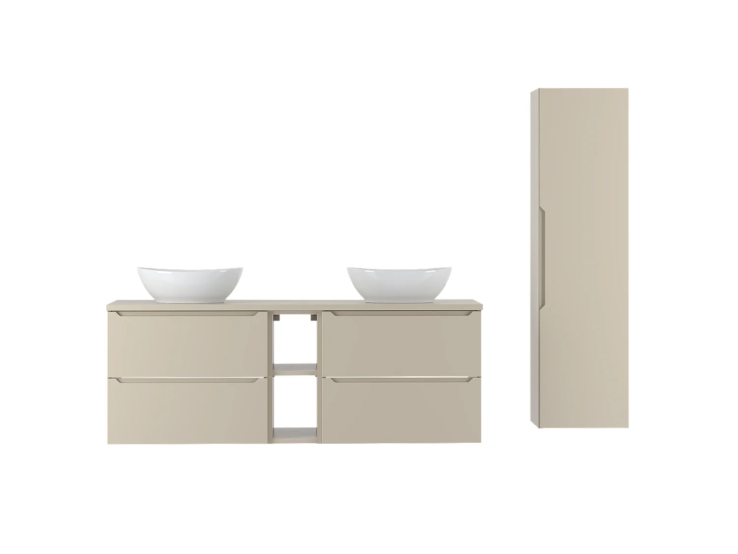 Ensemble de salle de bain en cachemire 140 cm Armoire Étagère Plan de travail Lavabo Colonne Colonne Etna