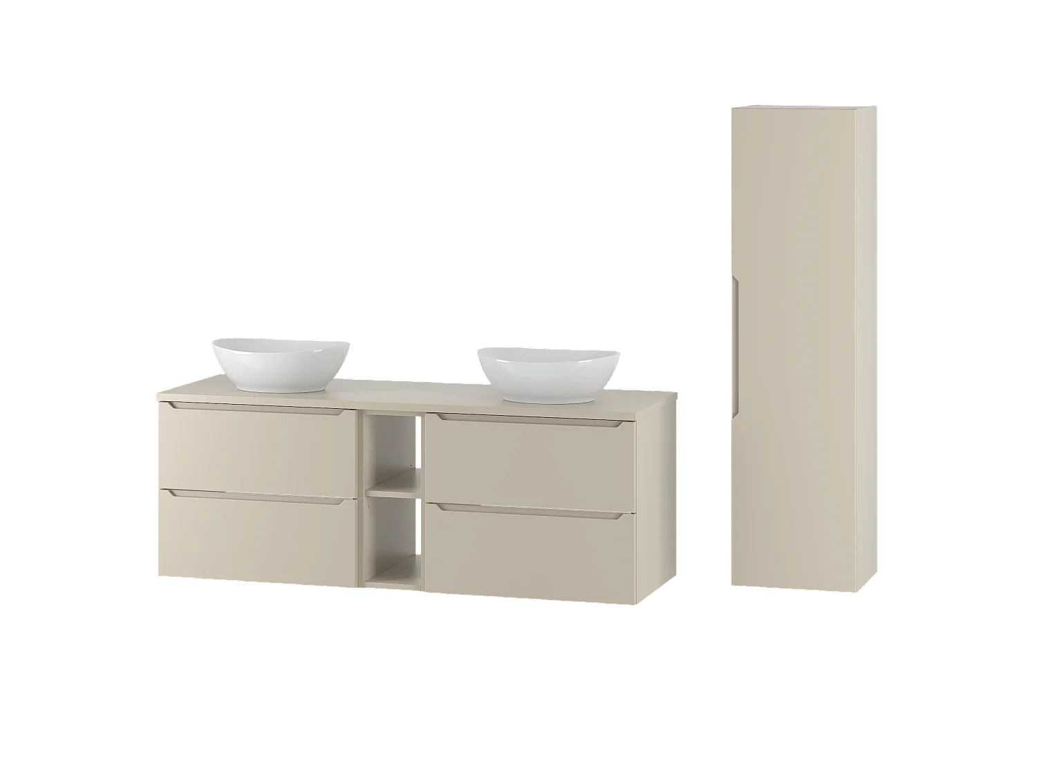 Ensemble de salle de bain en cachemire 140 cm Armoire Étagère Plan de travail Lavabo Colonne Colonne Etna