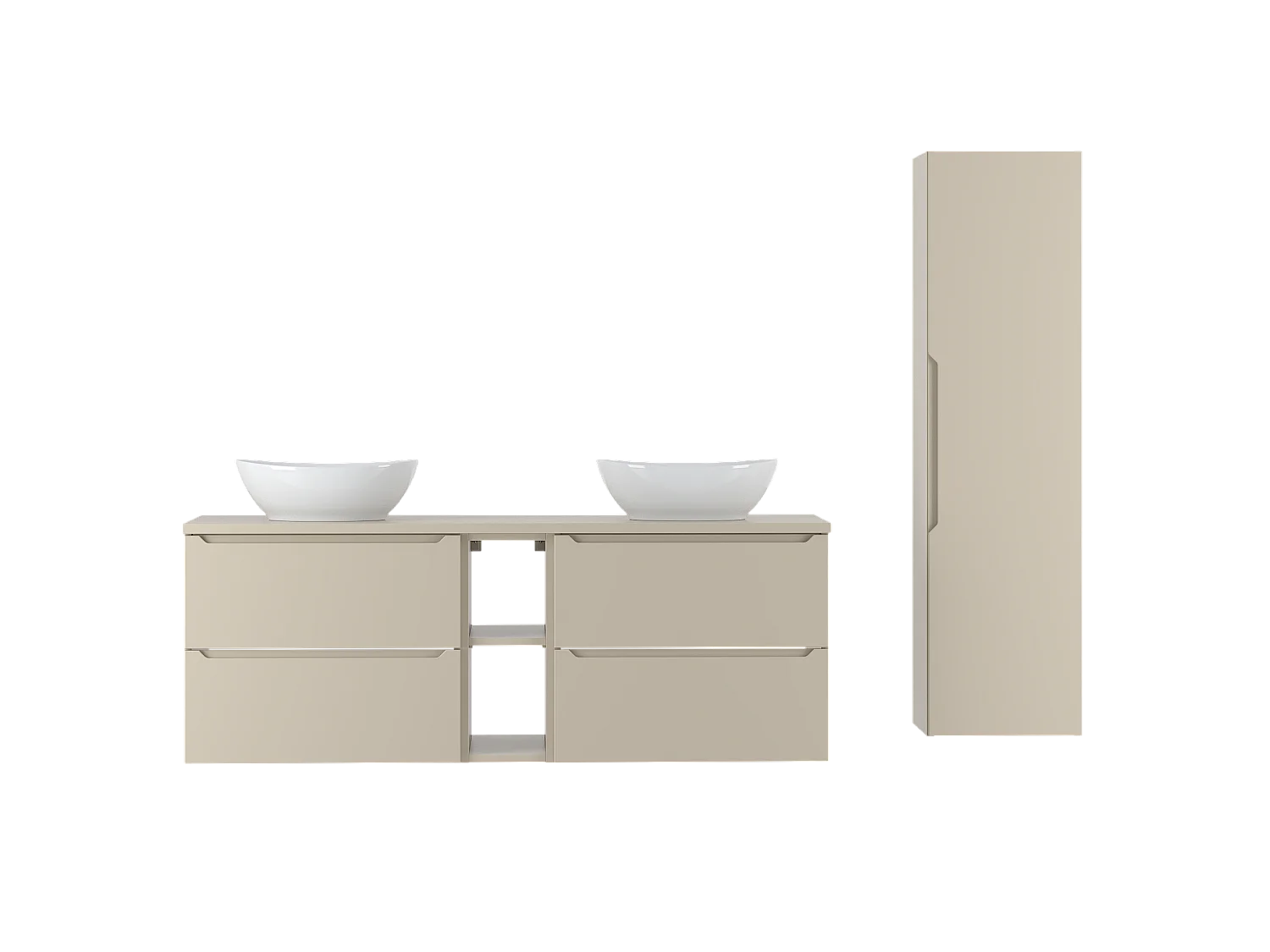 Ensemble de salle de bain en cachemire 140 cm Armoire Étagère Plan de travail Lavabo Colonne Colonne Etna