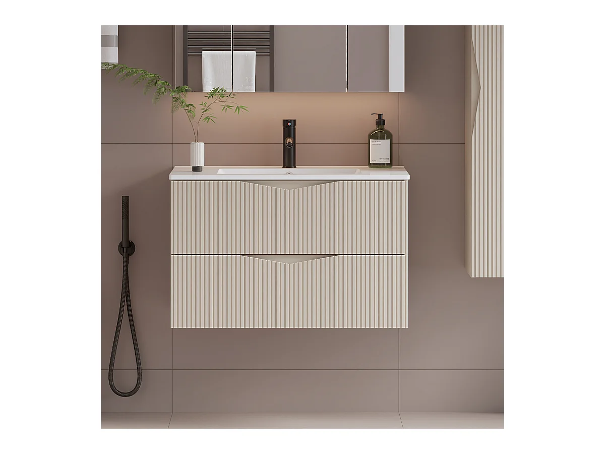 Meuble simple vasque encastrée 80cm Tao Cachemire