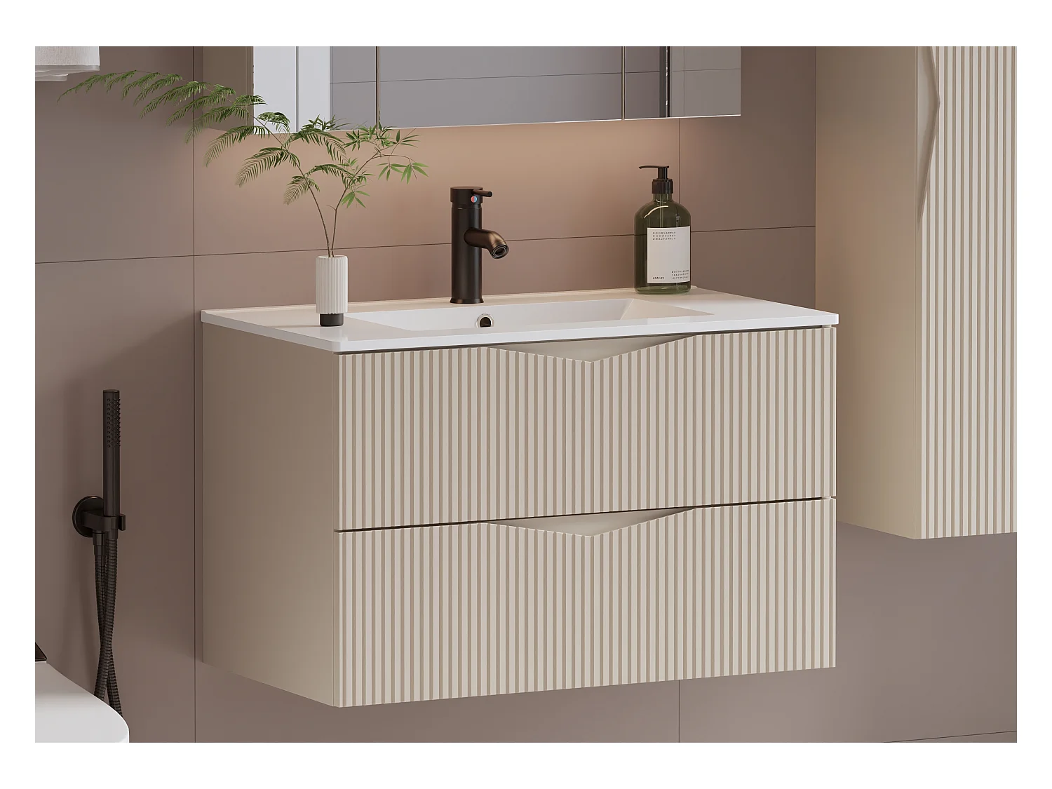 Meuble simple vasque encastrée 80cm Tao Cachemire