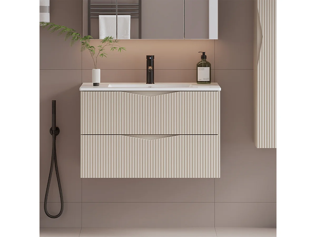 Meuble simple vasque encastrée 80cm Tao Cachemire