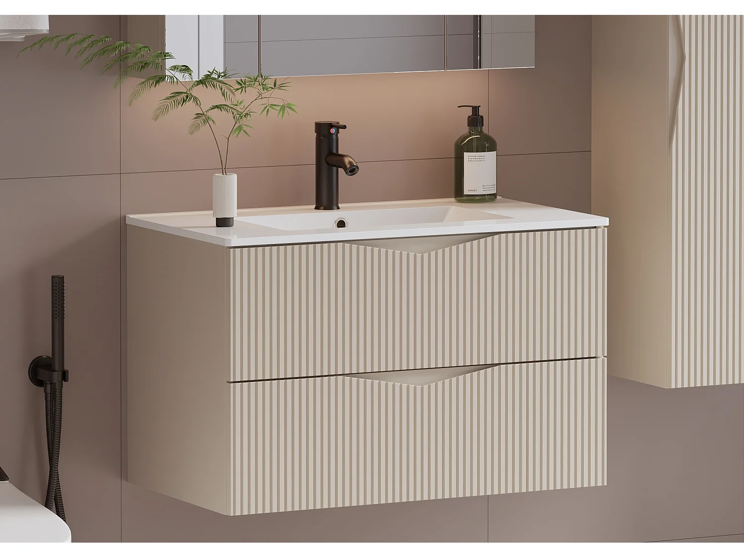 Meuble simple vasque encastrée 80cm Tao Cachemire