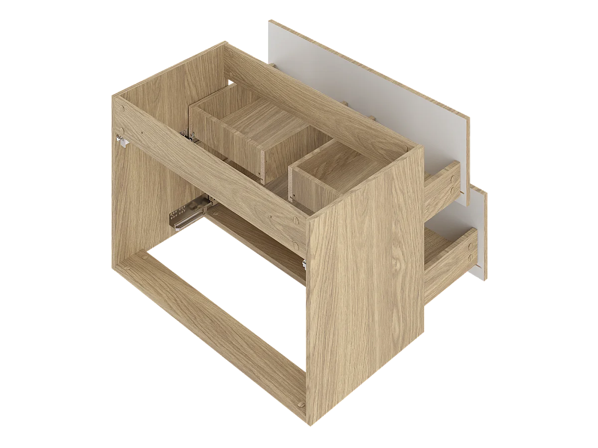 Ensemble pour salle de bain 80 cm Meuble avec lavabo Colonne Chêne huilé Etna