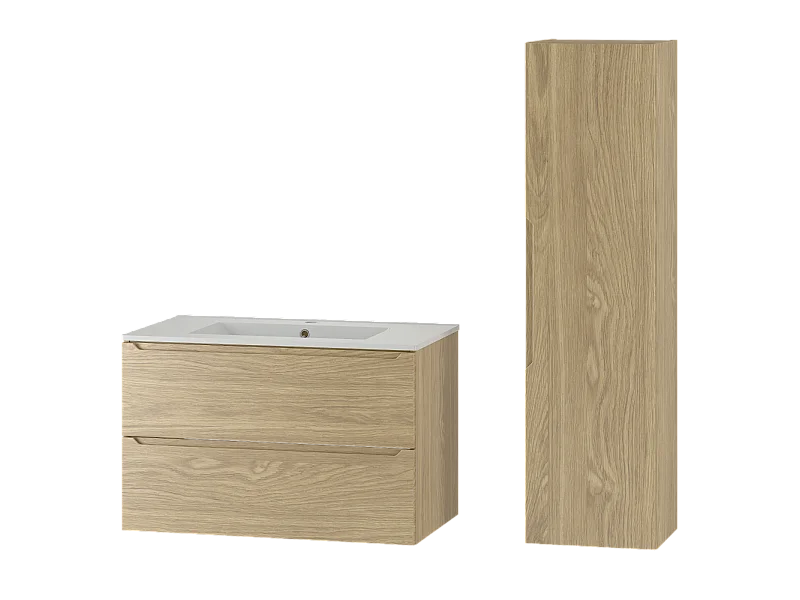 Set di mobili da bagno con lavabo Viggo marrone 80cm