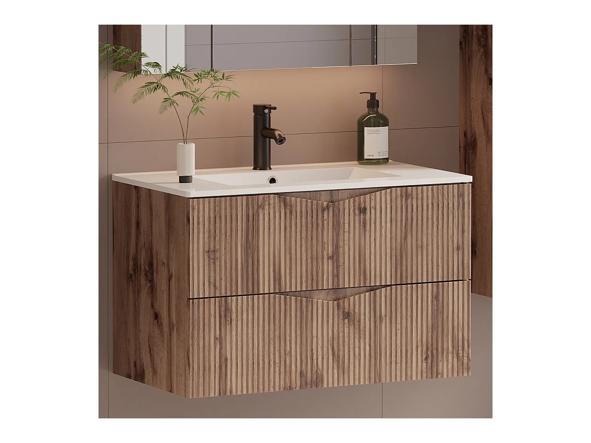 Meuble simple vasque encastrée 80cm Tao Bois