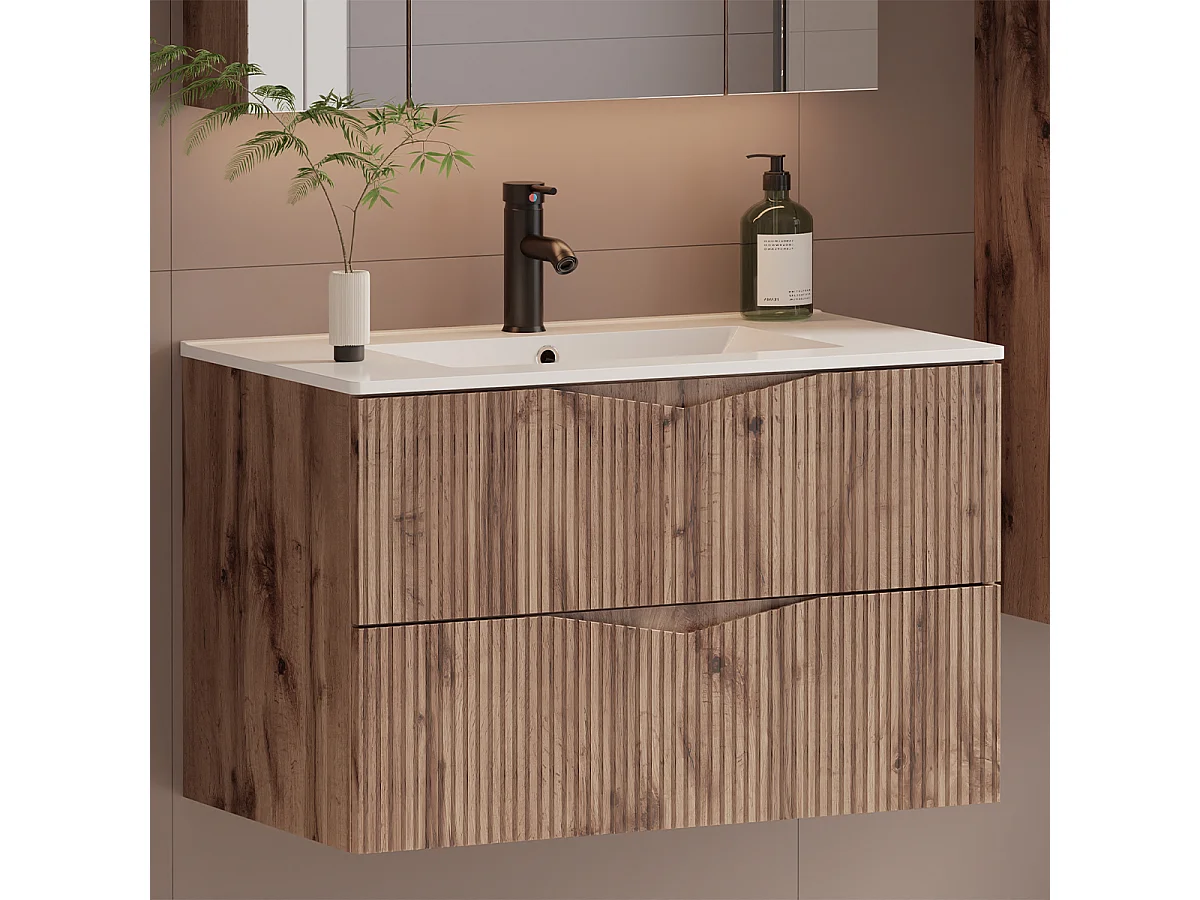 Meuble simple vasque encastrée 80cm Tao Bois
