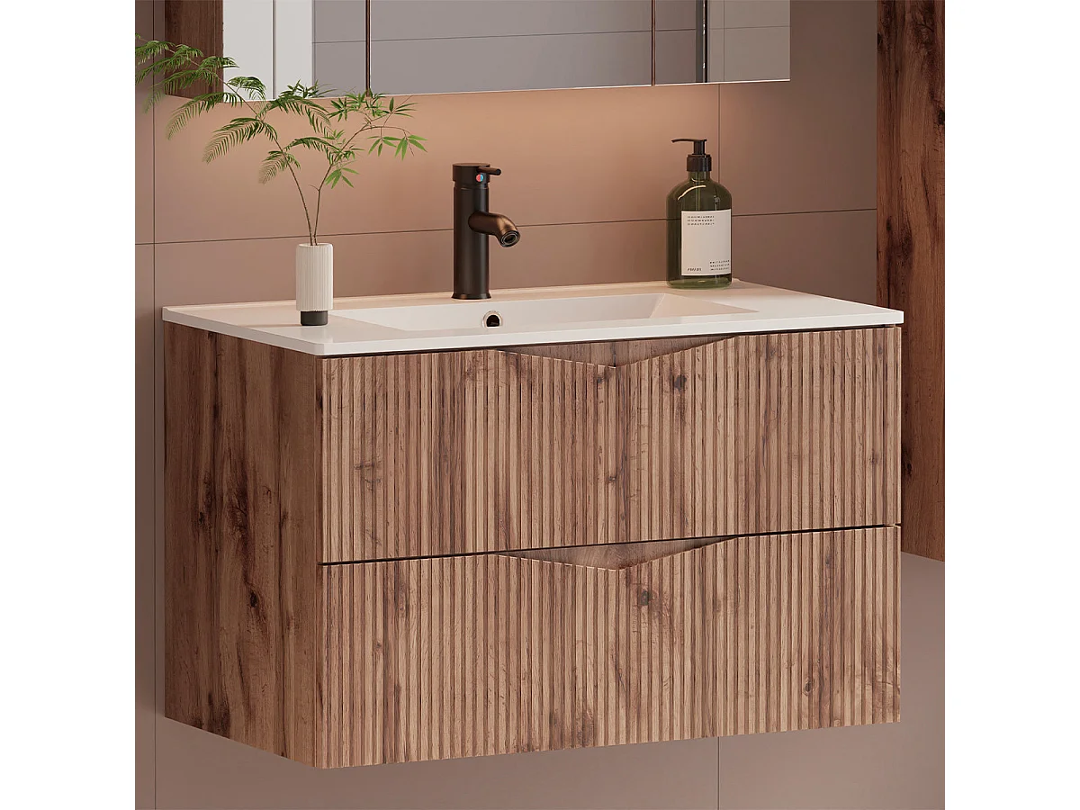 Mobile bagno con lavabo Tao marrone 80cm