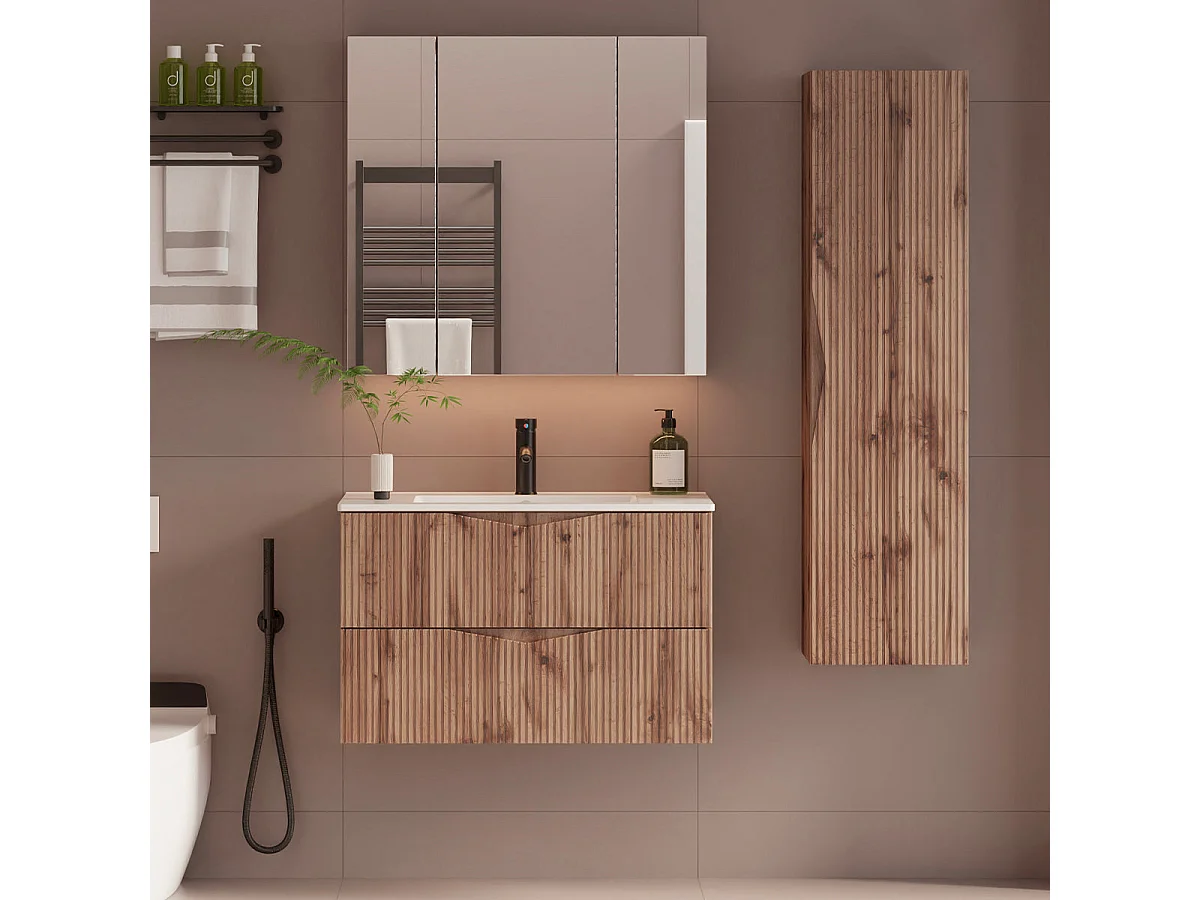 Mobile bagno con lavabo Tao marrone 80cm