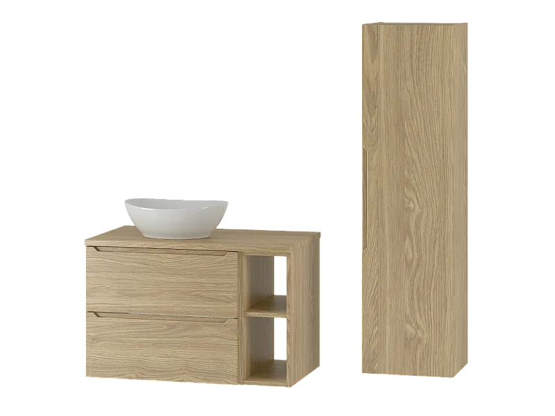 Set di mobili da bagno con lavabo Viggo marrone 80cm