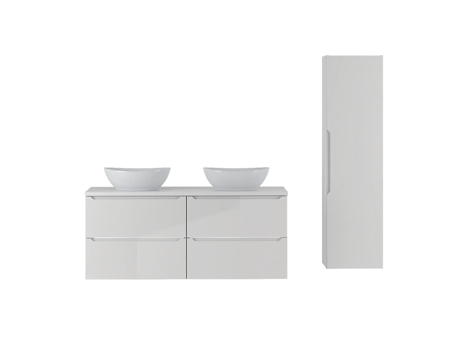 Ensemble blanc pour salle de bain 120 cm Armoire Plan de travail Lavabo Colonne Etna