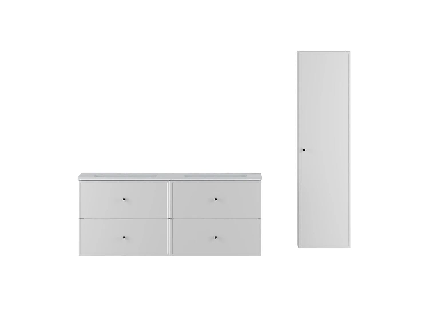 Ensemble de salle de bain blanc 120 cm Meuble avec lavabo Colonne Marco