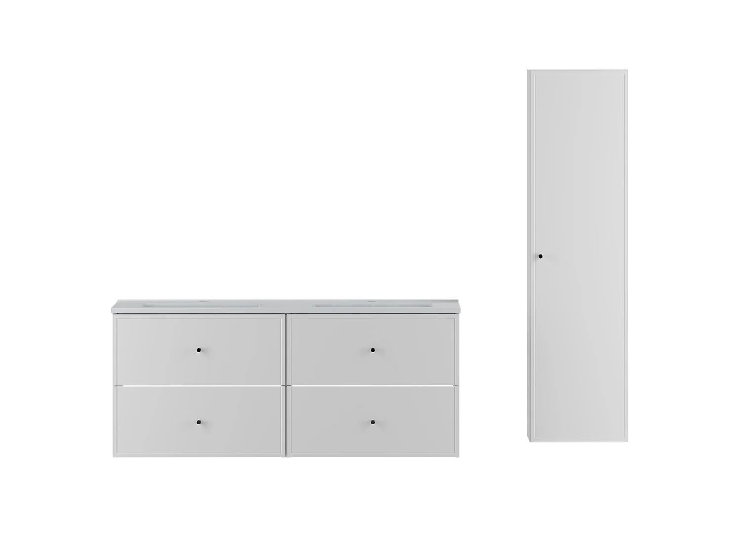 Ensemble de salle de bain blanc 120 cm Meuble avec lavabo Colonne Marco