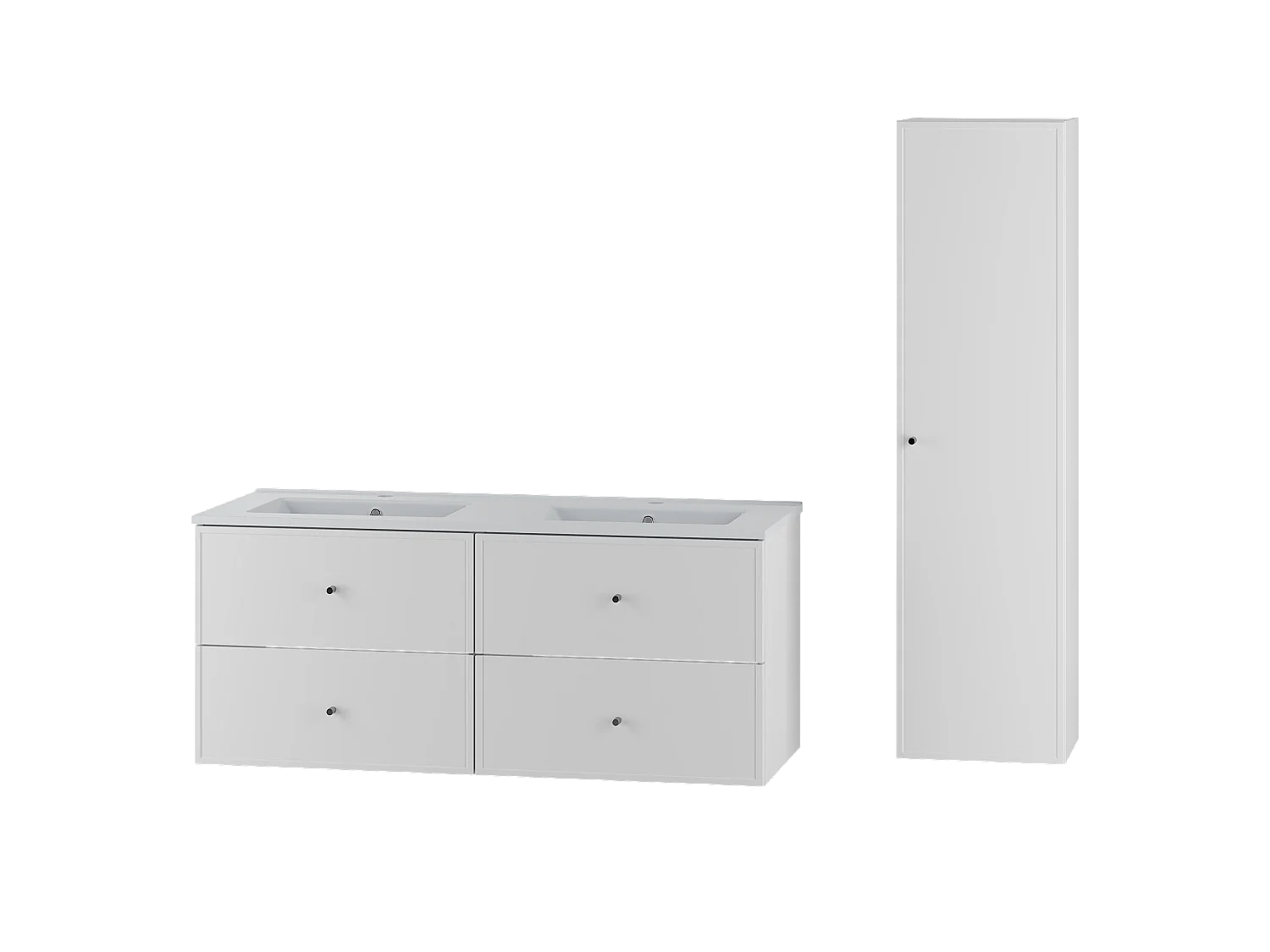 Ensemble de salle de bain blanc 120 cm Meuble avec lavabo Colonne Marco