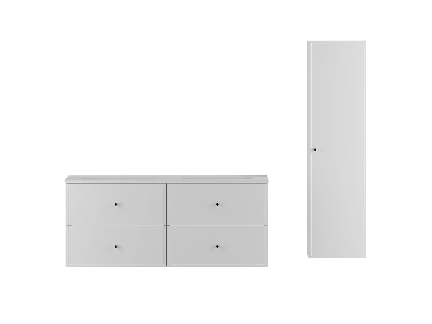 Ensemble de salle de bain blanc 120 cm Meuble avec lavabo Colonne Marco
