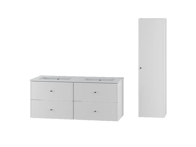 Ensemble de salle de bain blanc 120 cm Meuble avec lavabo Colonne Marco
