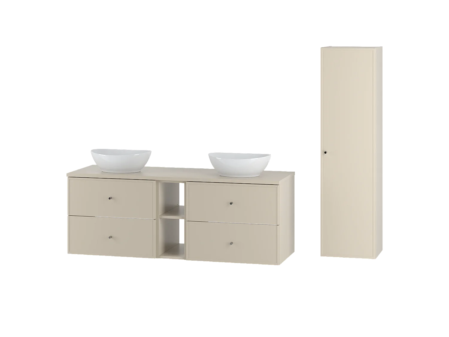 Ensemble de salle de bain en cachemire 140 cm Armoire Étagère Plan de travail Lavabo Colonne Colonne Marco