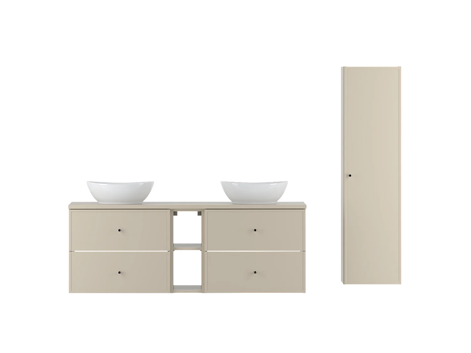 Ensemble de salle de bain en cachemire 140 cm Armoire Étagère Plan de travail Lavabo Colonne Colonne Marco
