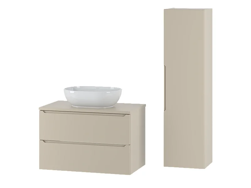 Kasjmier badkamerset 80 cm Kast met blad Wastafel Etna-kolom