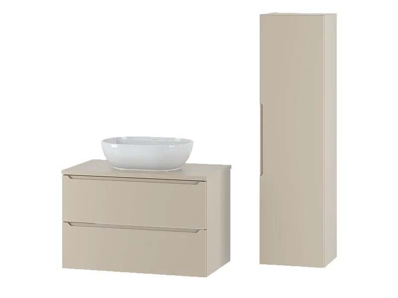 Kasjmier badkamerset 80 cm Kast met blad Wastafel Etna-kolom