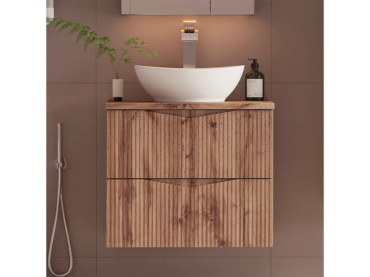 Mobile bagno con lavabo Tao marrone 60cm