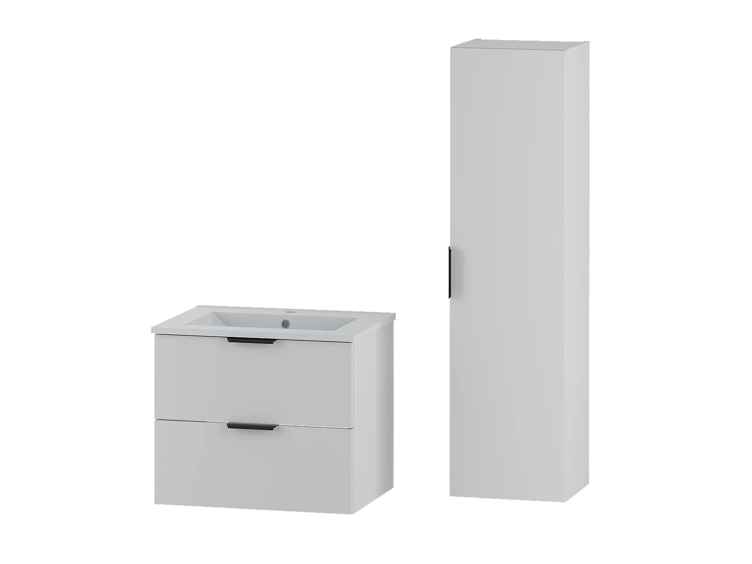 Ensemble de salle de bain blanc 60 cm Meuble avec lavabo Colonne Pile