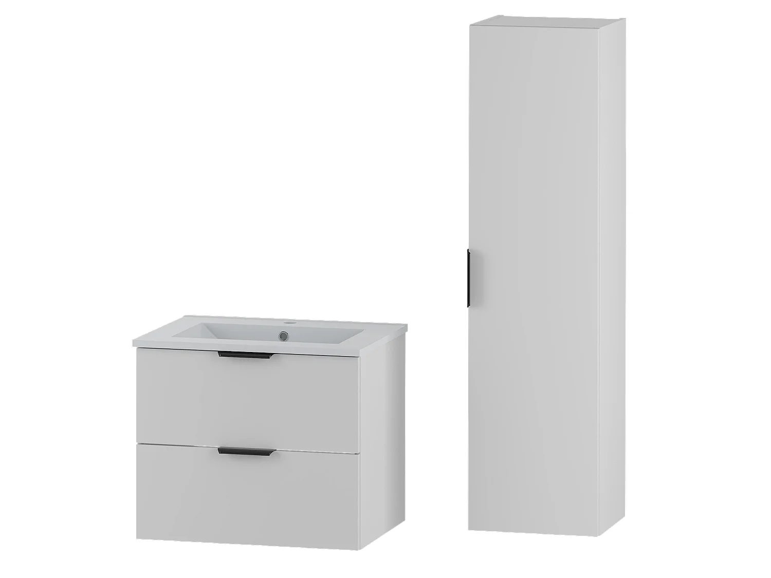 Ensemble de salle de bain blanc 60 cm Meuble avec lavabo Colonne Pile