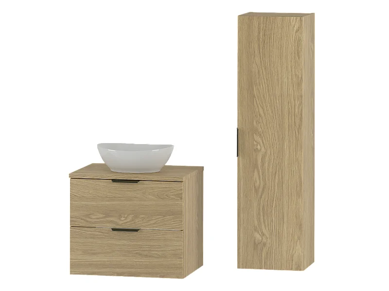 Conjunto de móveis de casa de banho com lavatório Astrid madeira 60cm