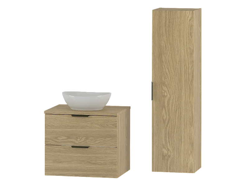 Conjunto de móveis de casa de banho com lavatório Astrid madeira 60cm