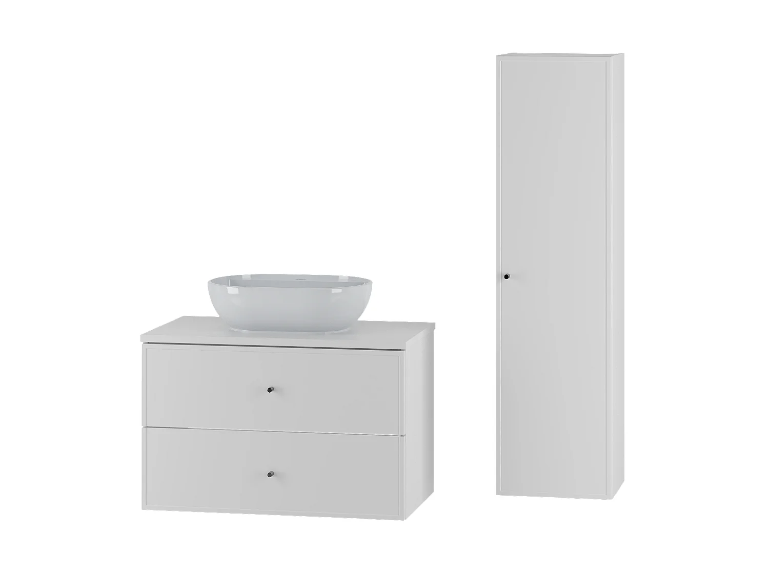 Ensemble blanc pour salle de bain 80 cm Armoire avec plan de travail Lavabo Colonne Marco