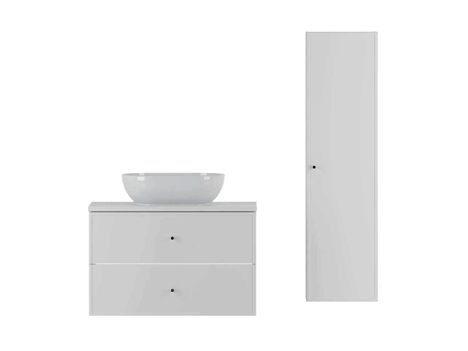 Ensemble blanc pour salle de bain 80 cm Armoire avec plan de travail Lavabo Colonne Marco